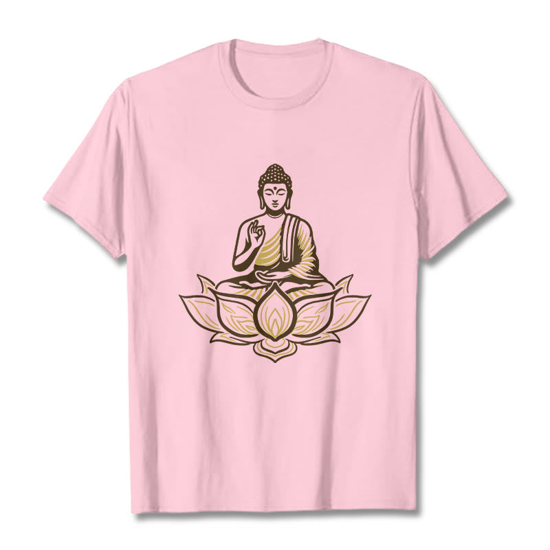 Tactile Cotton Crew Neck Lotus Meditation Tee