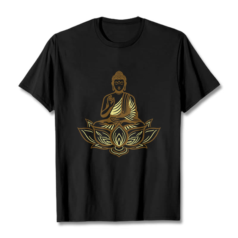 Tactile Cotton Crew Neck Lotus Meditation Tee
