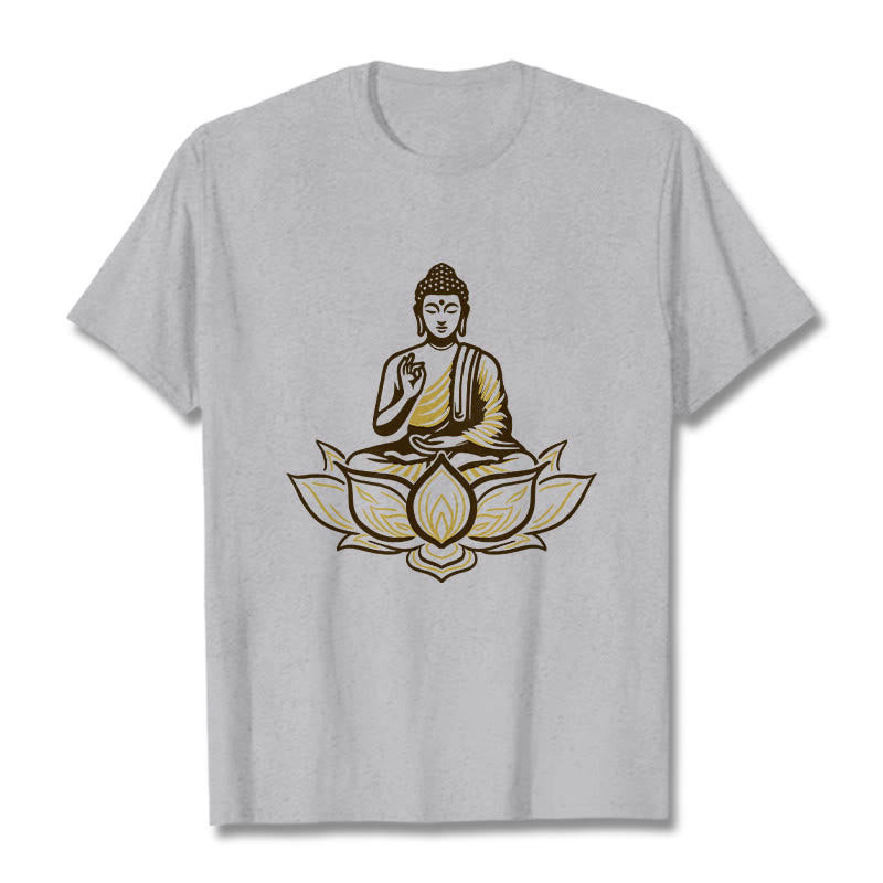 Tactile Cotton Crew Neck Lotus Meditation Tee