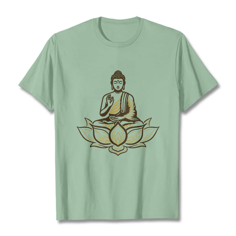 Tactile Cotton Crew Neck Lotus Meditation Tee