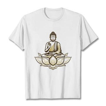 Tactile Cotton Crew Neck Lotus Meditation Tee