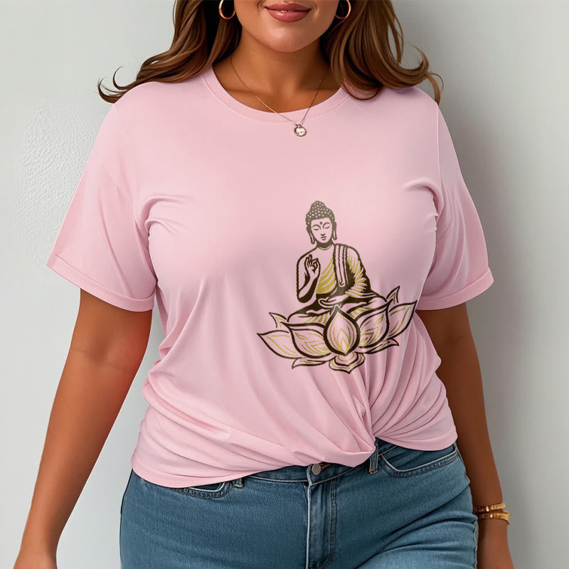 Tactile Cotton Crew Neck Lotus Meditation Tee