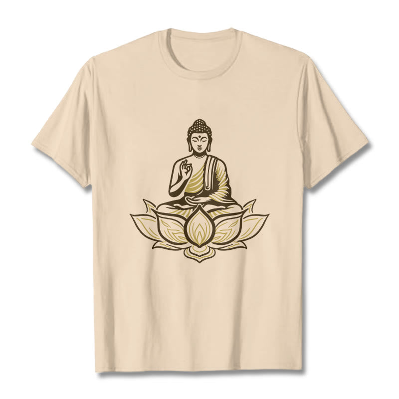 Tactile Cotton Crew Neck Lotus Meditation Tee