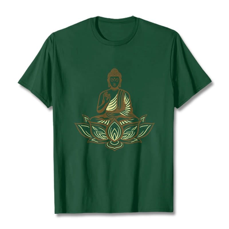 Tactile Cotton Crew Neck Lotus Meditation Tee