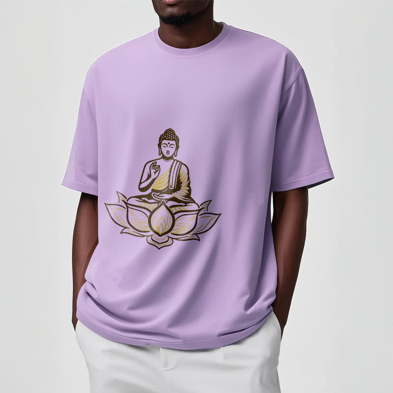 Tactile Cotton Crew Neck Lotus Meditation Tee