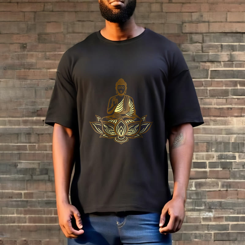 Tactile Cotton Crew Neck Lotus Meditation Tee