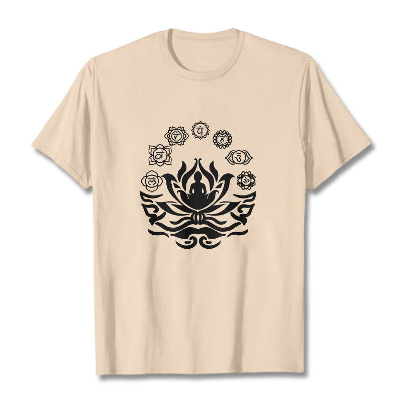 Tactile Cotton Sanskrit OM Lotus Meditation T-Shirt
