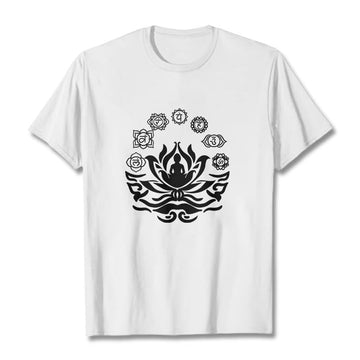 Tactile Cotton Sanskrit OM Lotus Meditation T-Shirt