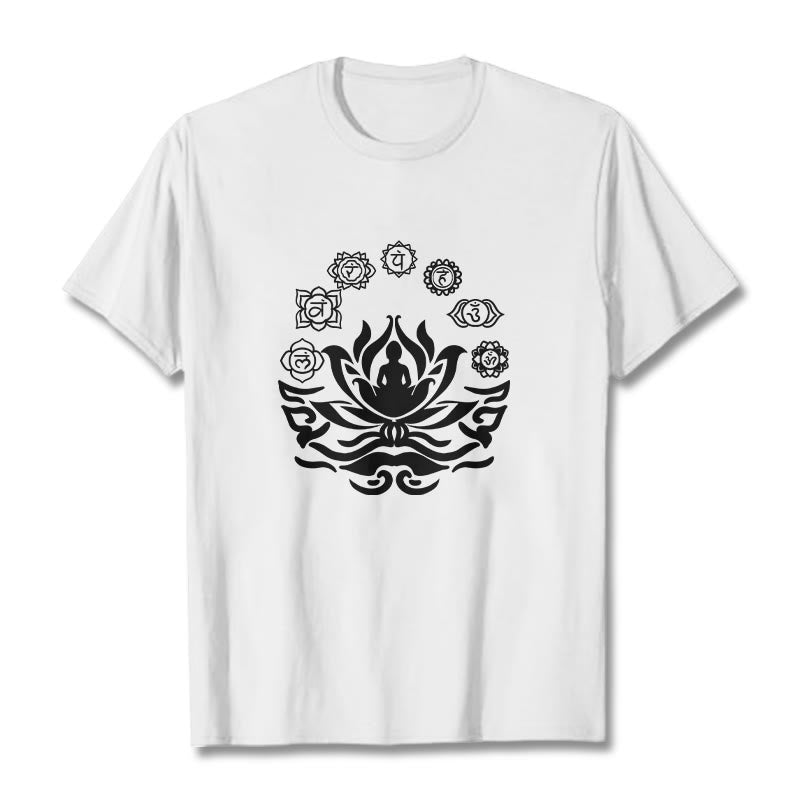 Tactile Cotton Sanskrit OM Lotus Meditation T-Shirt
