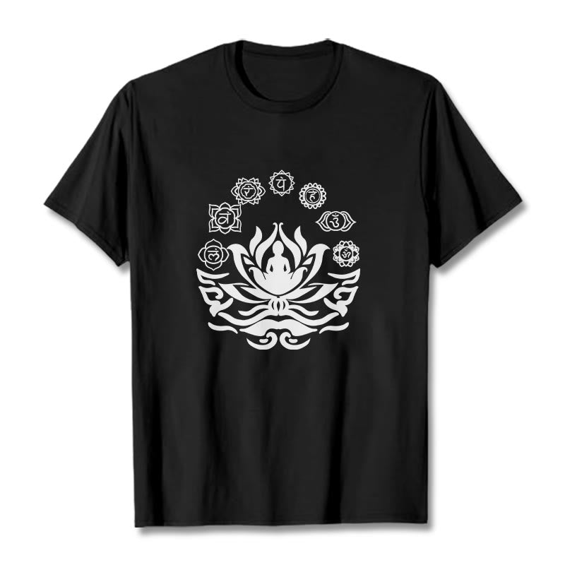 Tactile Cotton Sanskrit OM Lotus Meditation T-Shirt