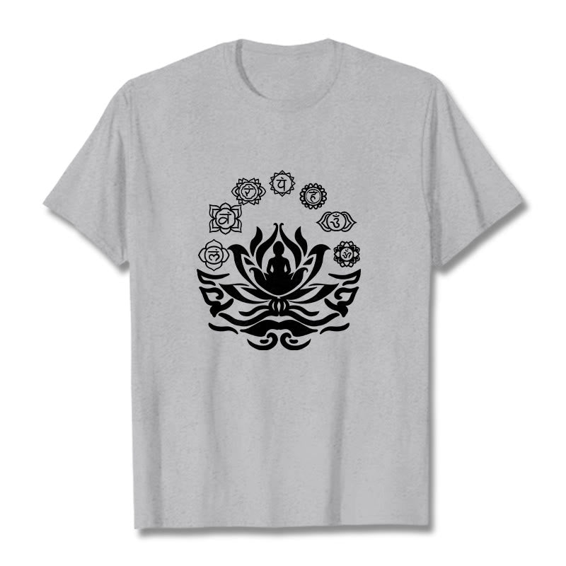 Tactile Cotton Sanskrit OM Lotus Meditation T-Shirt