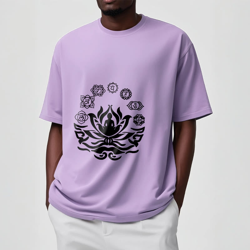 Tactile Cotton Sanskrit OM Lotus Meditation T-Shirt