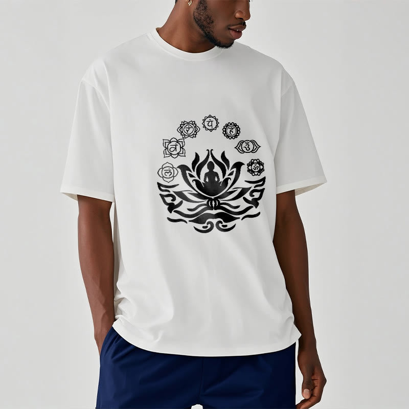 Tactile Cotton Sanskrit OM Lotus Meditation T-Shirt