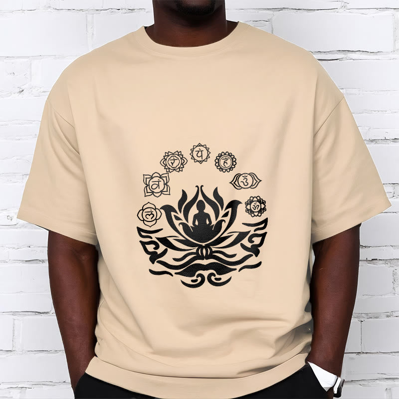 Tactile Cotton Sanskrit OM Lotus Meditation T-Shirt