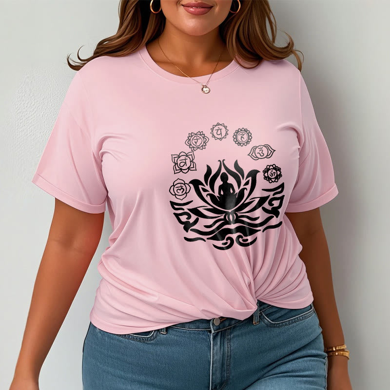 Tactile Cotton Sanskrit OM Lotus Meditation T-Shirt