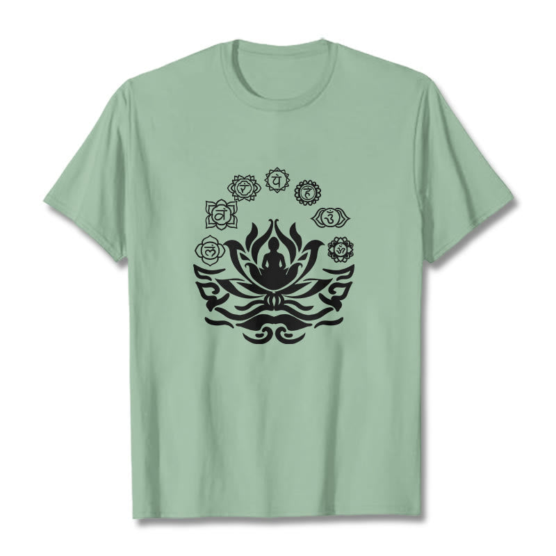 Tactile Cotton Sanskrit OM Lotus Meditation T-Shirt
