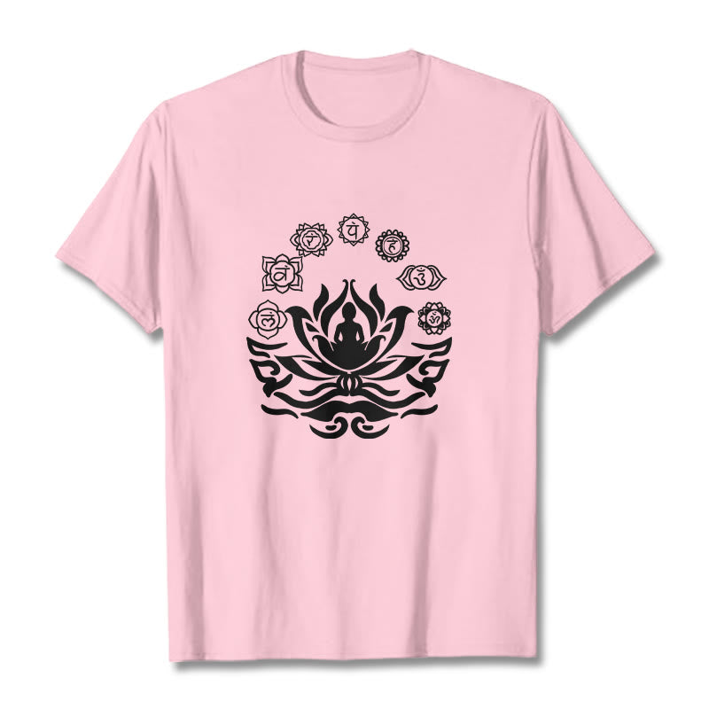 Tactile Cotton Sanskrit OM Lotus Meditation T-Shirt