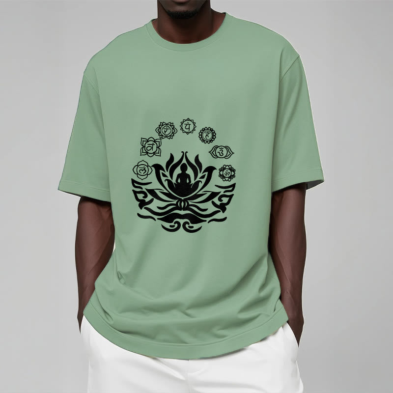 Tactile Cotton Sanskrit OM Lotus Meditation T-Shirt