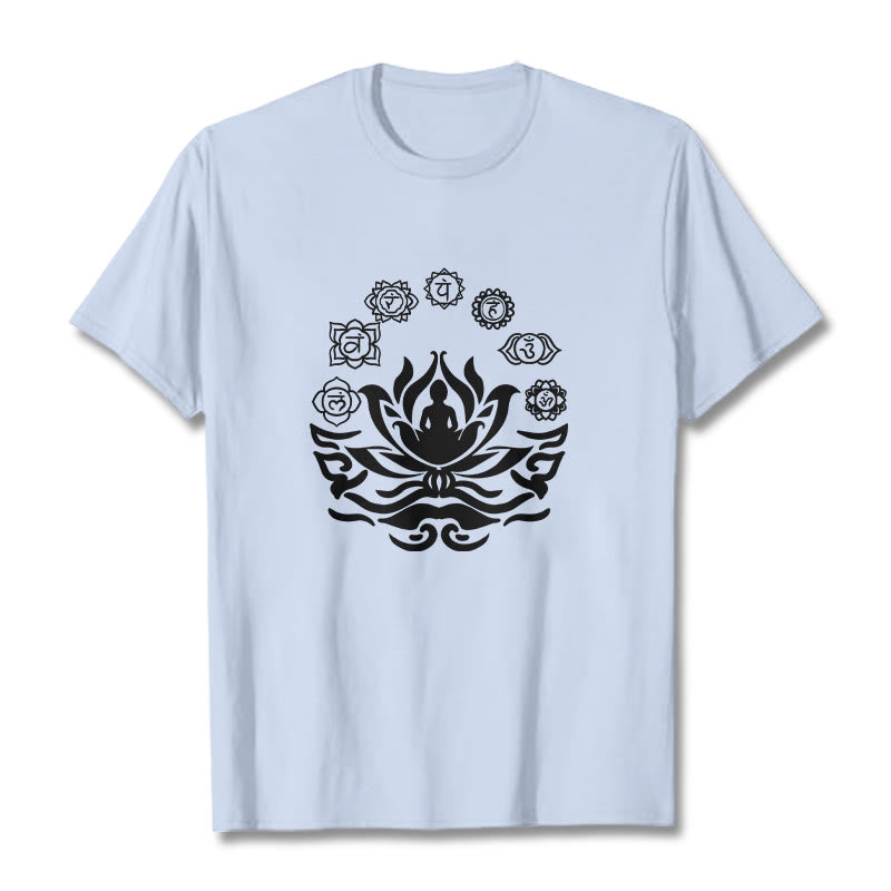 Tactile Cotton Sanskrit OM Lotus Meditation T-Shirt