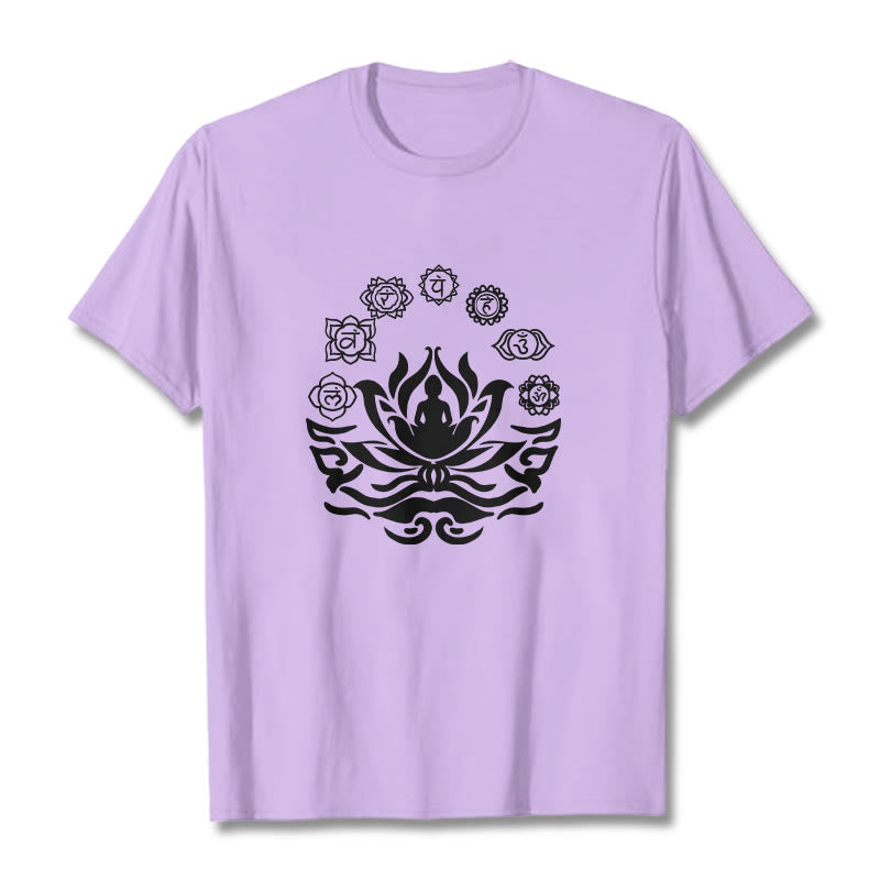 Tactile Cotton Sanskrit OM Lotus Meditation T-Shirt