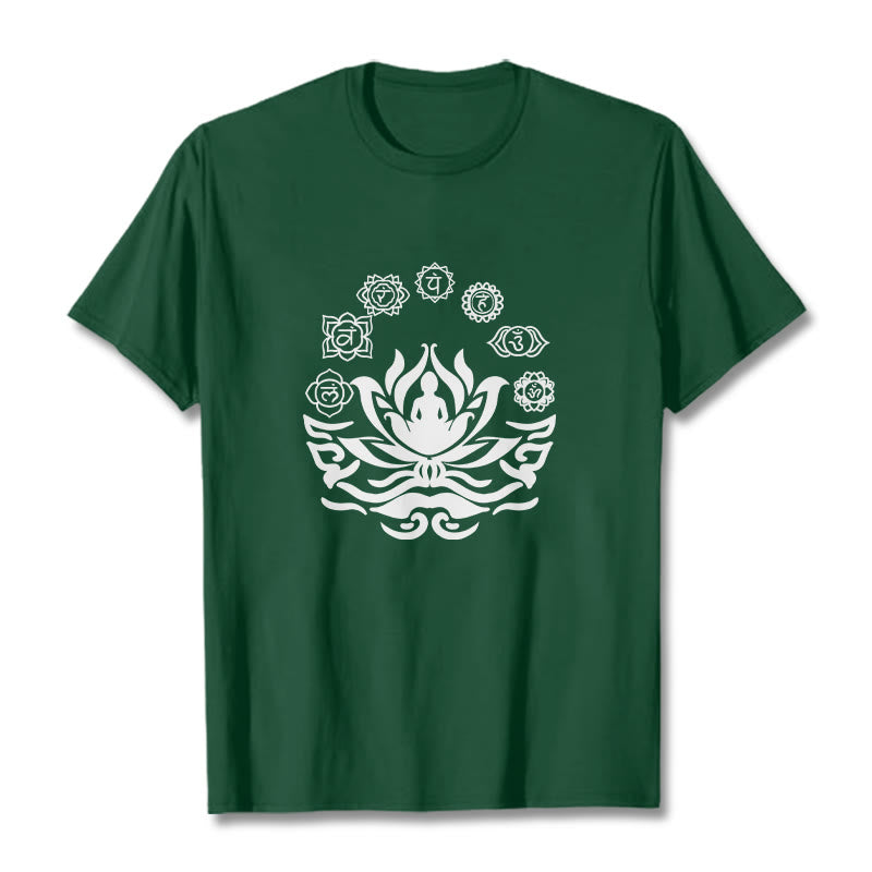 Tactile Cotton Sanskrit OM Lotus Meditation T-Shirt