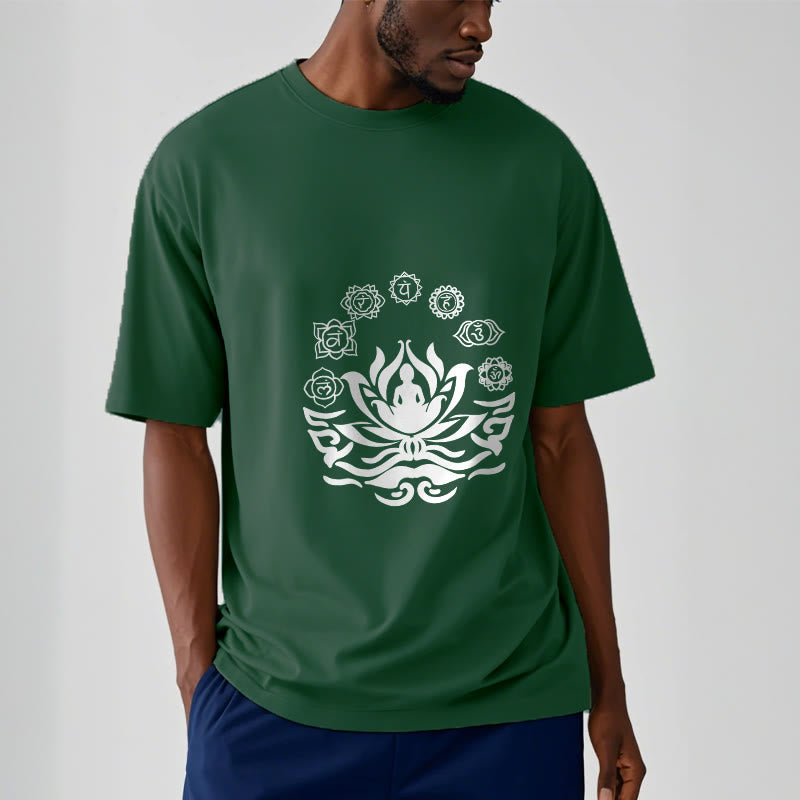 Tactile Cotton Sanskrit OM Lotus Meditation T-Shirt