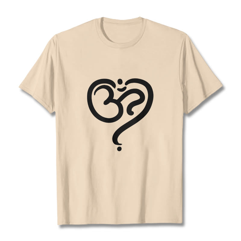 Breathable Cotton Unisex OM Heart Meditation Tee