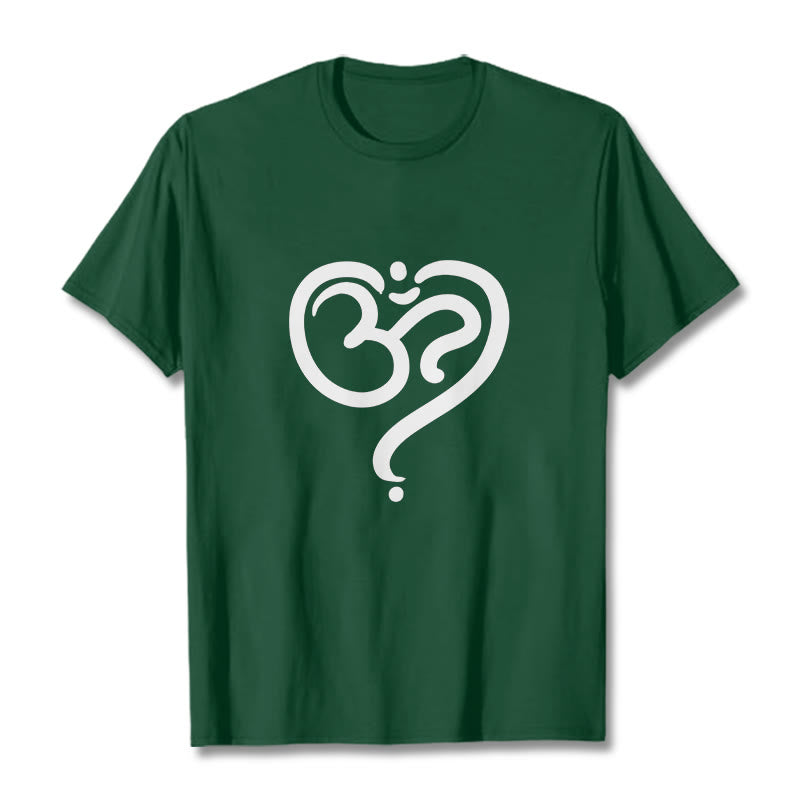 Breathable Cotton Unisex OM Heart Meditation Tee
