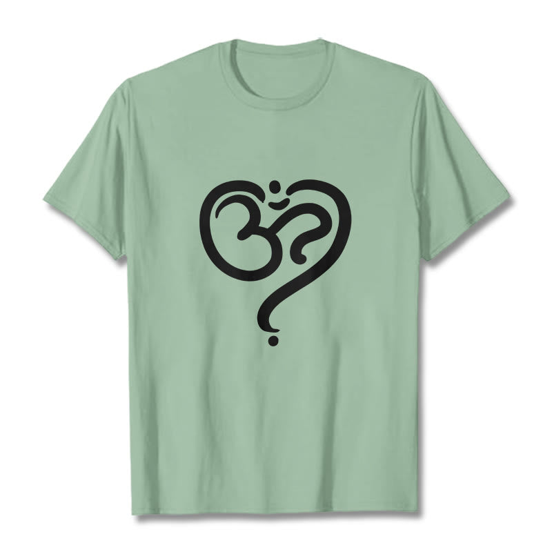 Breathable Cotton Unisex OM Heart Meditation Tee