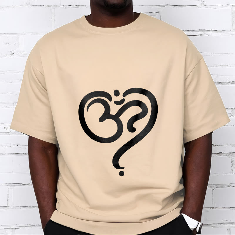 Breathable Cotton Unisex OM Heart Meditation Tee