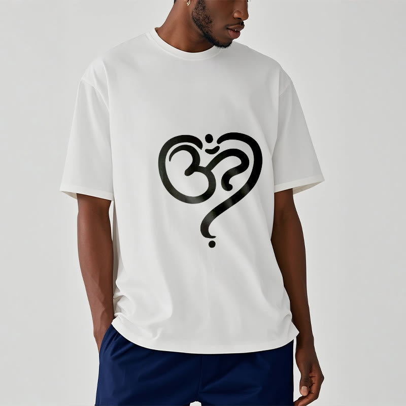 Breathable Cotton Unisex OM Heart Meditation Tee