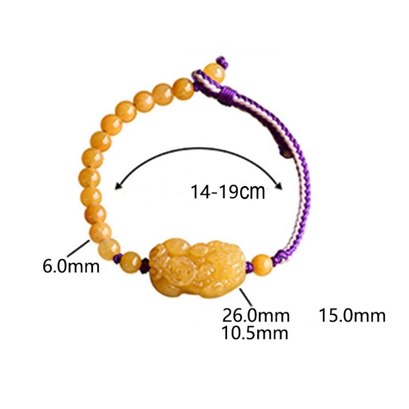 Golden Silk Jade Beaded Pixiu Anchor Bracelet