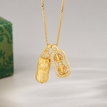 925 Sterling Silver Mini PiXiu Dorje Vajra Wealth Necklace Pendant