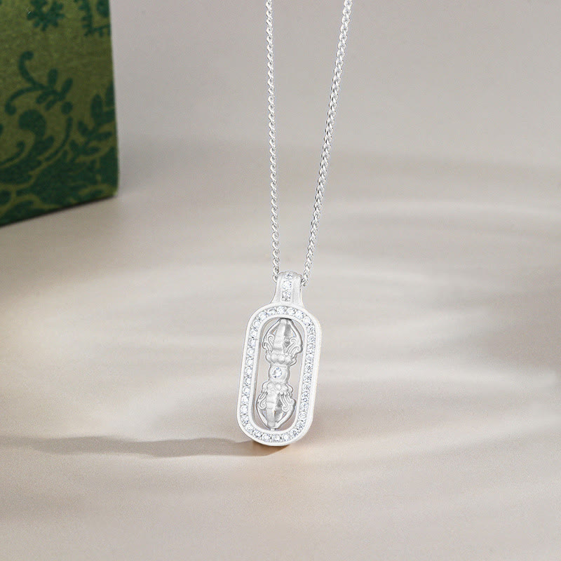 925 Sterling Silver Mini PiXiu Dorje Vajra Wealth Necklace Pendant