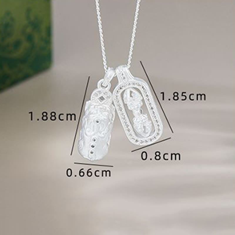 925 Sterling Silver Mini PiXiu Dorje Vajra Wealth Necklace Pendant