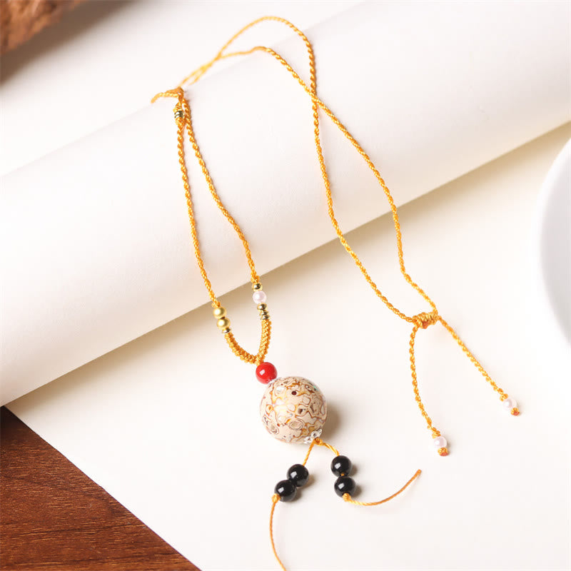 Ebony Wood Venus Aurora Bead Lacquer Craft Peace Necklace Pendant