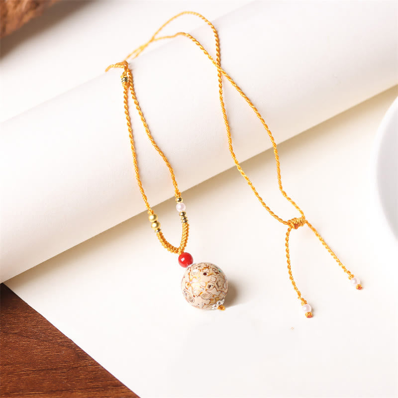 Ebony Wood Venus Aurora Bead Lacquer Craft Peace Necklace Pendant