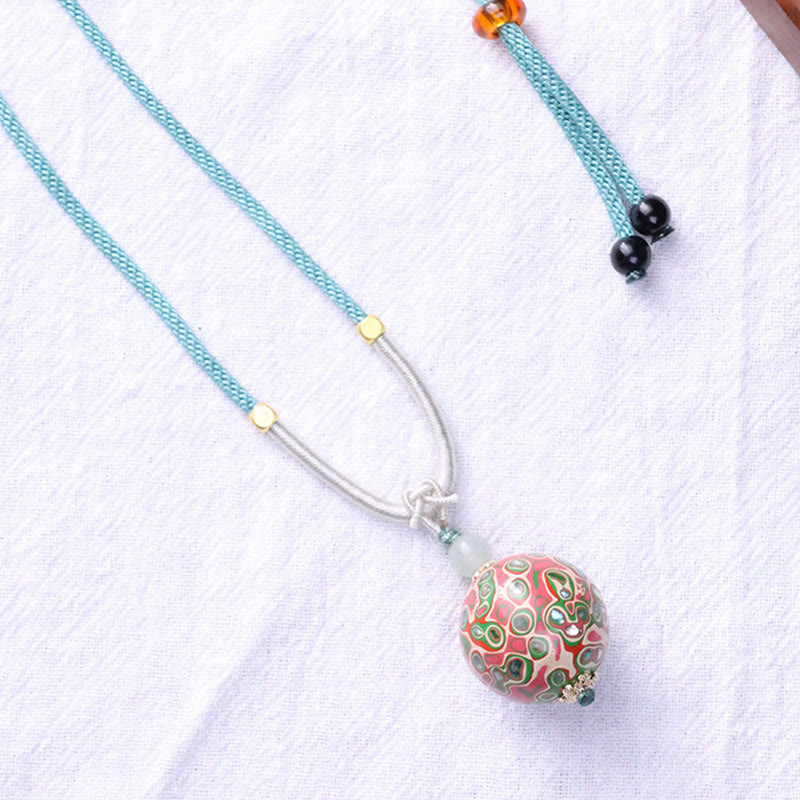 Ebony Wood Colorful Lacquer Craft Bead Calm Necklace Pendant