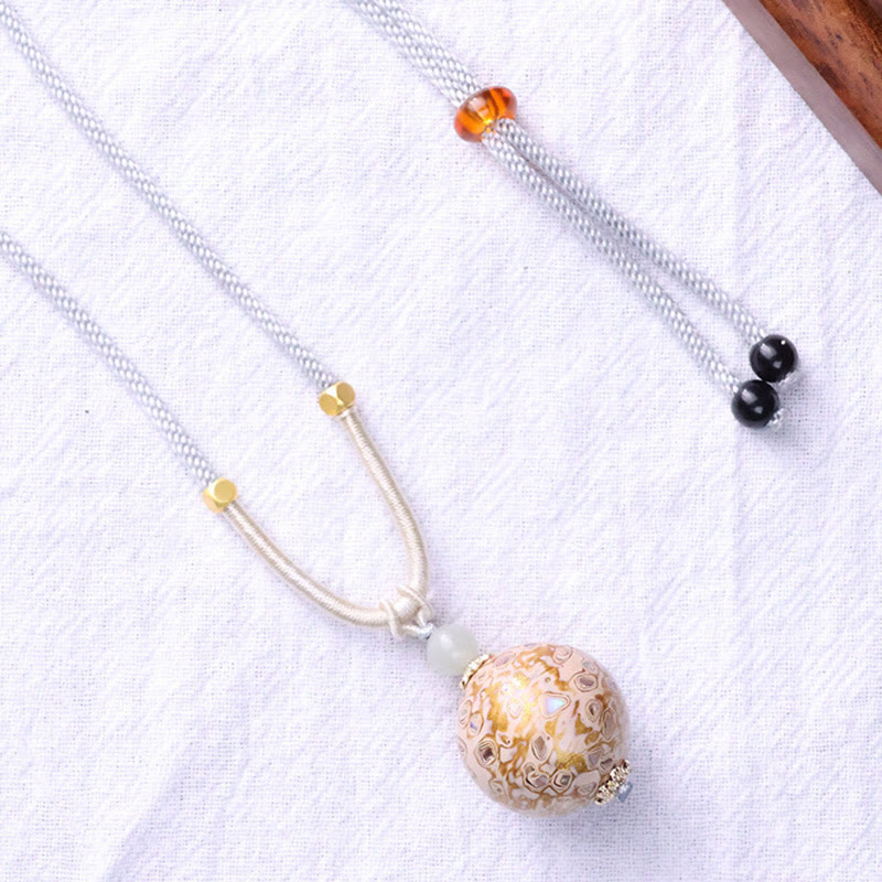 Ebony Wood Colorful Lacquer Craft Bead Calm Necklace Pendant