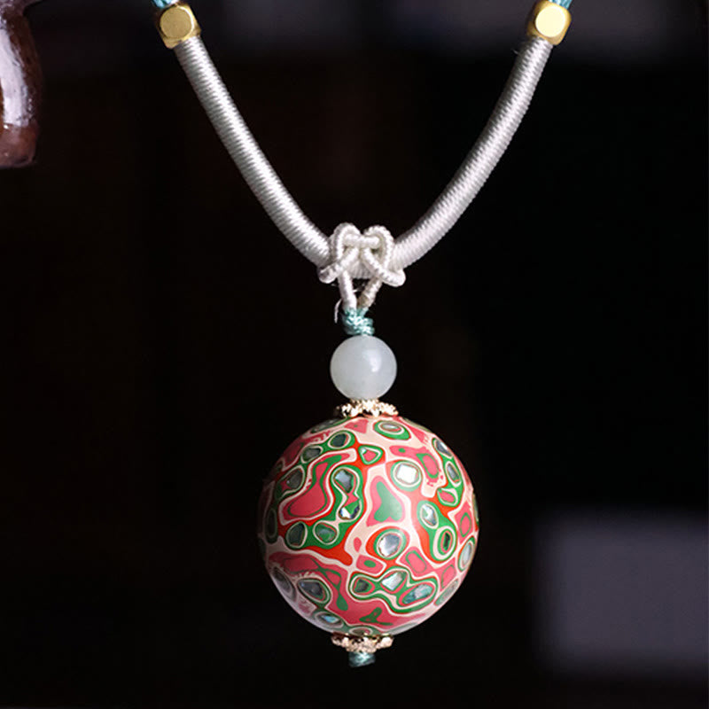 Ebony Wood Colorful Lacquer Craft Bead Calm Necklace Pendant