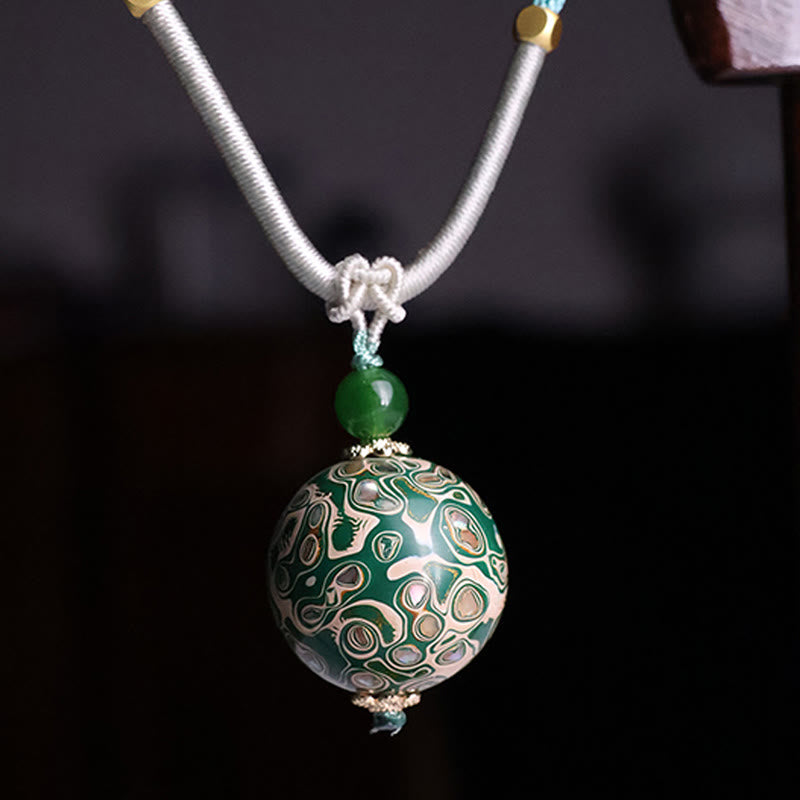 Ebony Wood Colorful Lacquer Craft Bead Calm Necklace Pendant