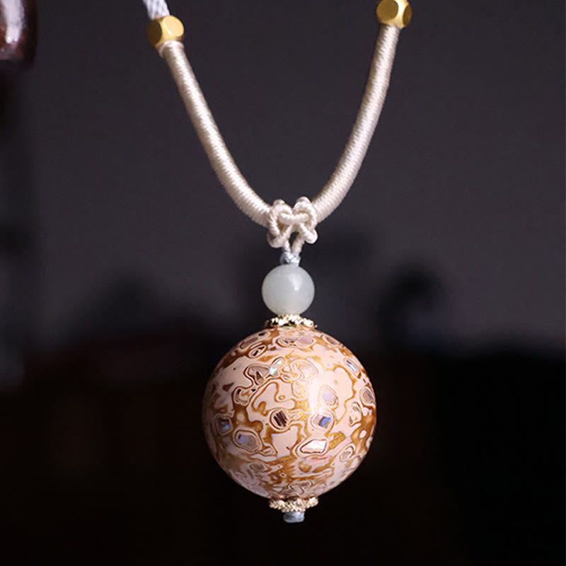 Ebony Wood Colorful Lacquer Craft Bead Calm Necklace Pendant