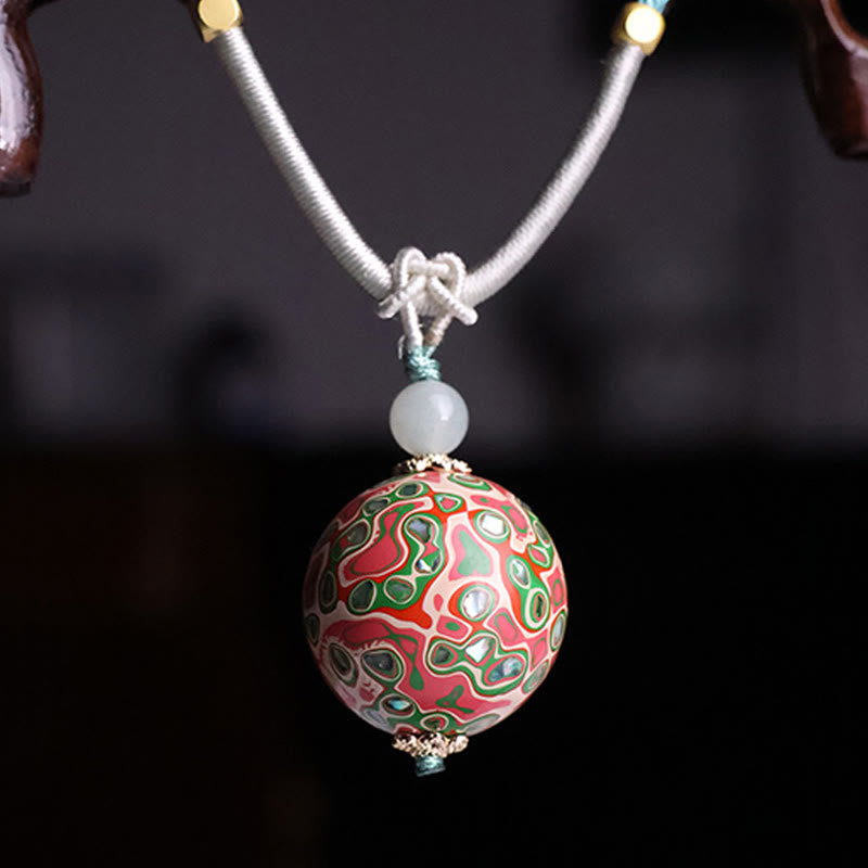 Ebony Wood Colorful Lacquer Craft Bead Calm Necklace Pendant