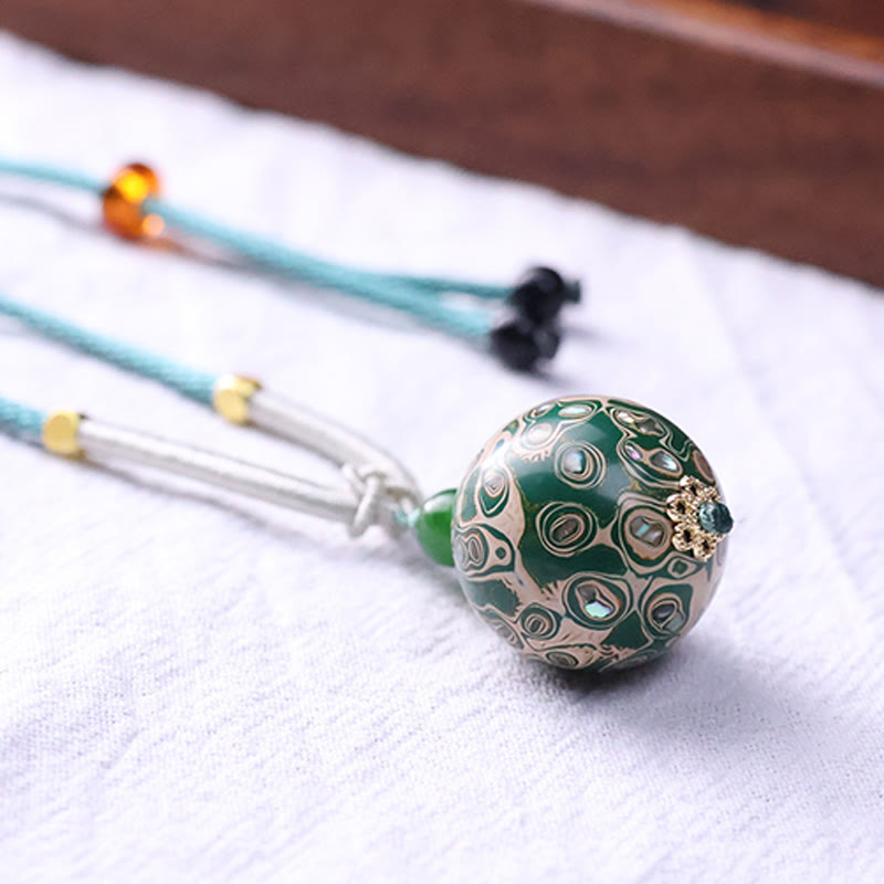 Ebony Wood Colorful Lacquer Craft Bead Calm Necklace Pendant