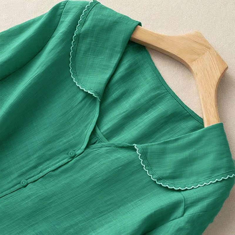 Tactile Cotton Middy Collar Grounding Meditation Women's Shirt