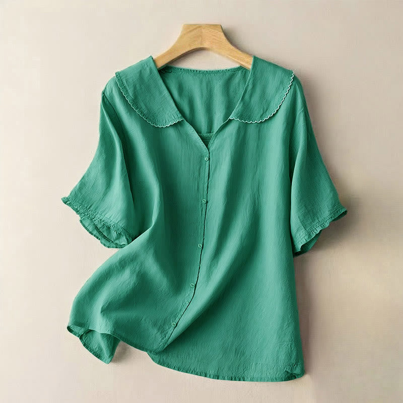 Tactile Cotton Middy Collar Grounding Meditation Women's Shirt