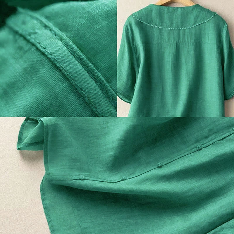 Tactile Cotton Middy Collar Grounding Meditation Women's Shirt