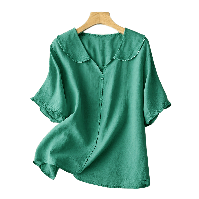 Tactile Cotton Middy Collar Grounding Meditation Women's Shirt