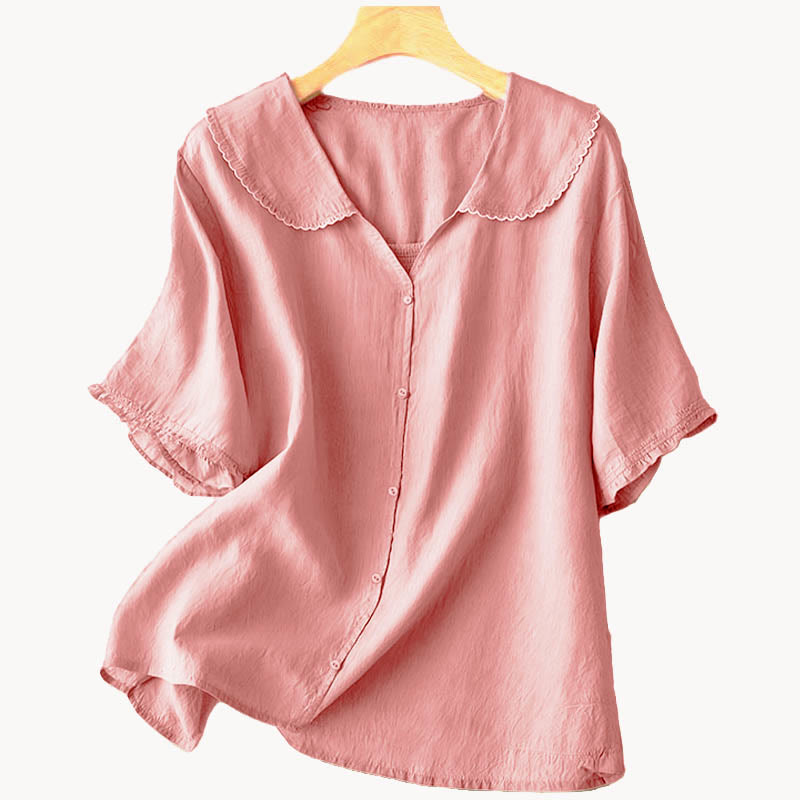Tactile Cotton Middy Collar Grounding Meditation Women's Shirt