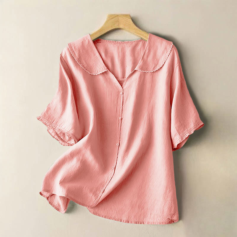 Tactile Cotton Middy Collar Grounding Meditation Women's Shirt